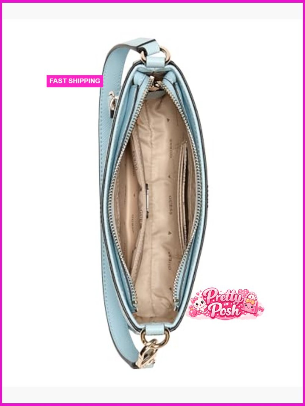 Mini Top Zip Shoulder Bag with Detachable Chain - Picture 3 of 5